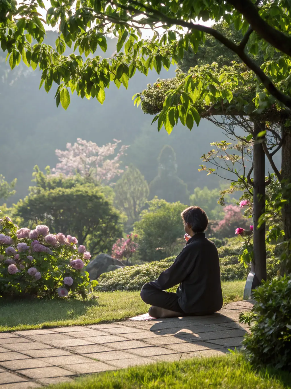 A serene woman meditating, symbolizing the clinic's mental health support services and holistic approach to well-being.