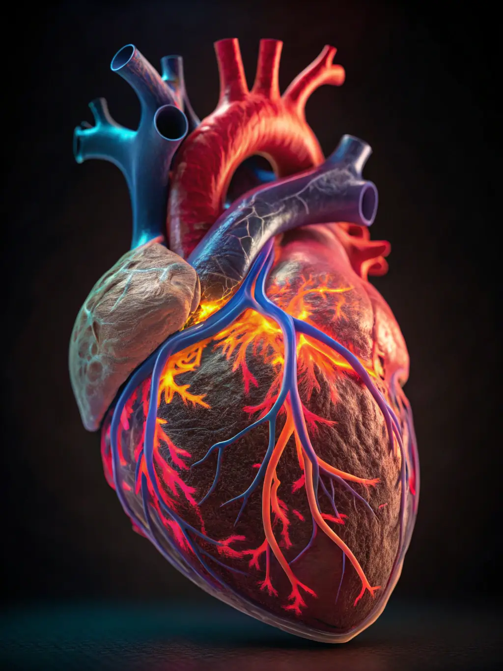 A close-up shot of a healthy heart with vibrant colors, symbolizing cardiovascular health and the clinic's support in preventing heart diseases.