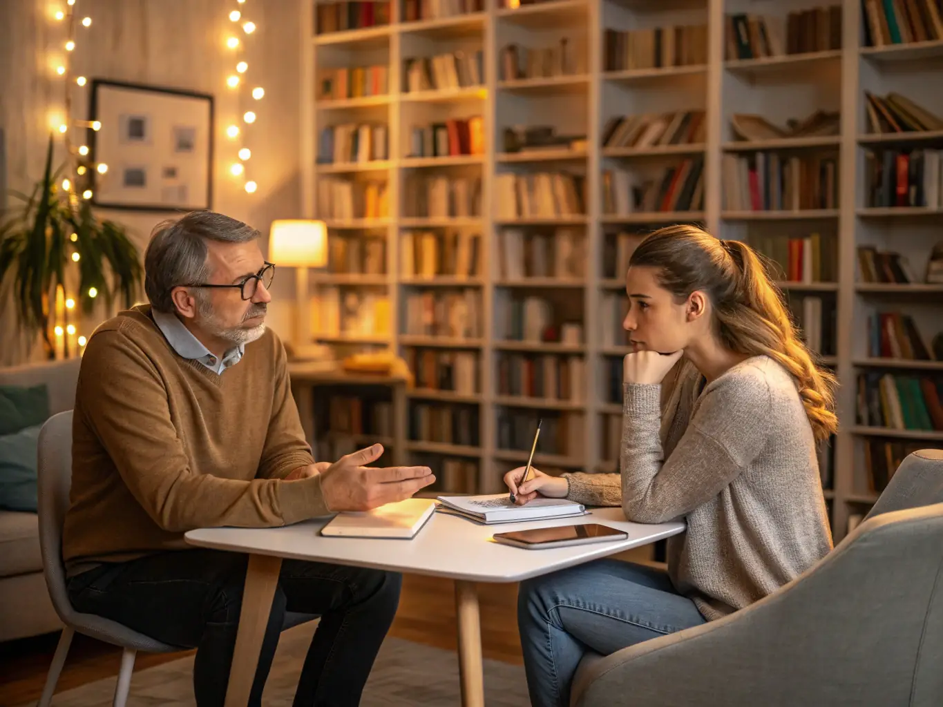 A therapist conducting a session with a patient, highlighting the mental health support offered at OptiHealthClinic.