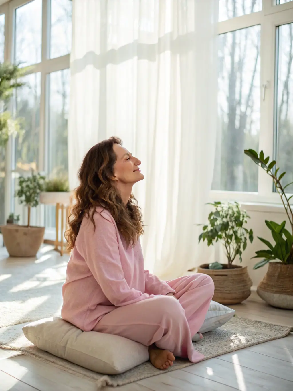 A person meditating peacefully, highlighting the mental health support provided in OptiHealthClinic's weight loss programs.