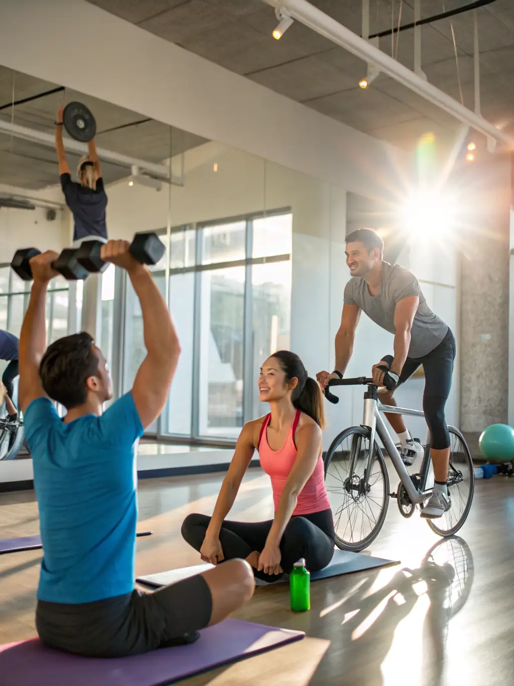 A group of people exercising together in a fitness class, representing the exercise component of OptiHealthClinic's weight loss programs.