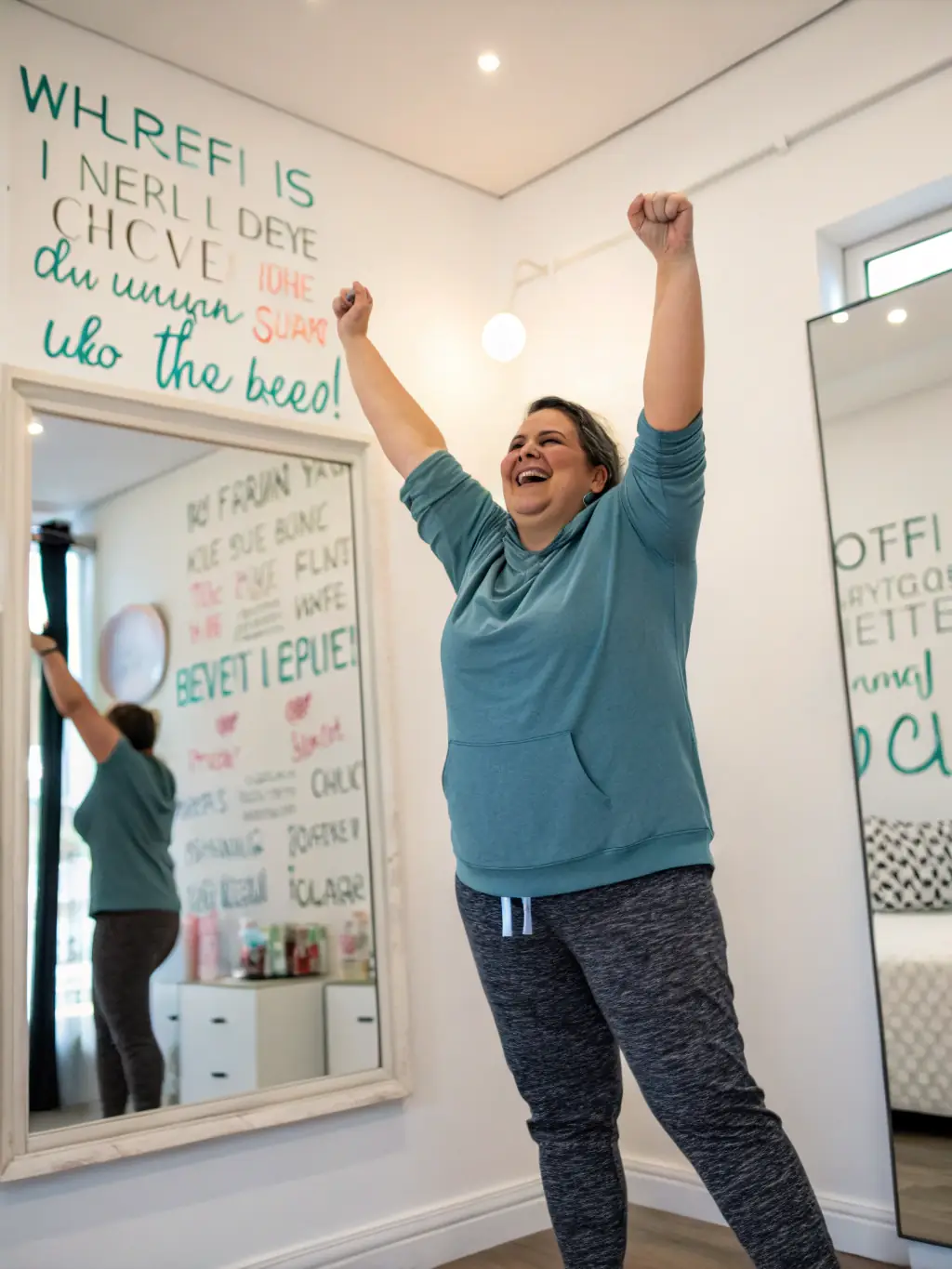 A person happily stepping on a weighing scale, symbolizing successful weight loss in OptiHealthClinic's program.