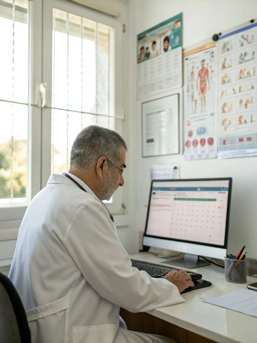 A doctor consulting with a patient, reviewing their health data and discussing personalized weight loss strategies as part of OptiHealthClinic's 'Medically Supervised' program.